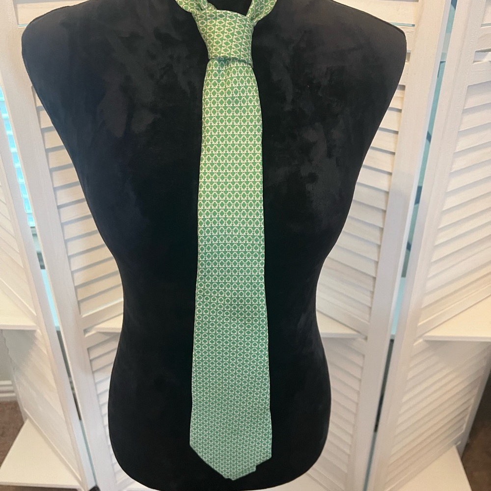 Salvatore Ferragamo Green Geometric Tie